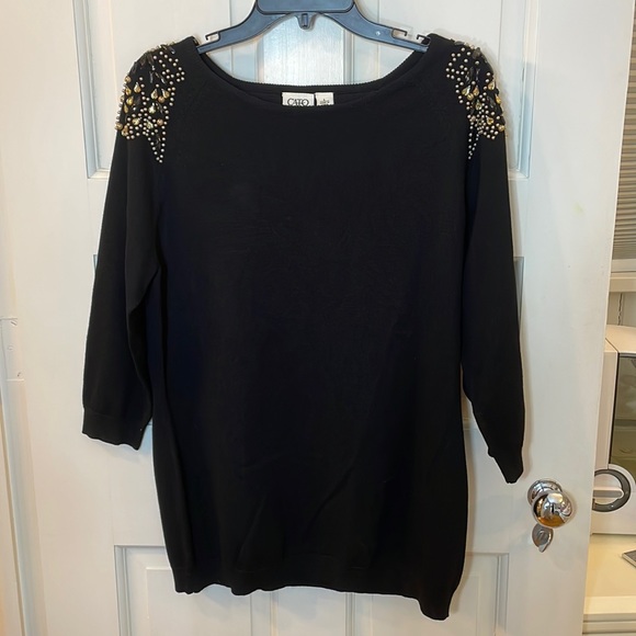 Cato Sweaters - Cato Sweater with Beaded Shoulders